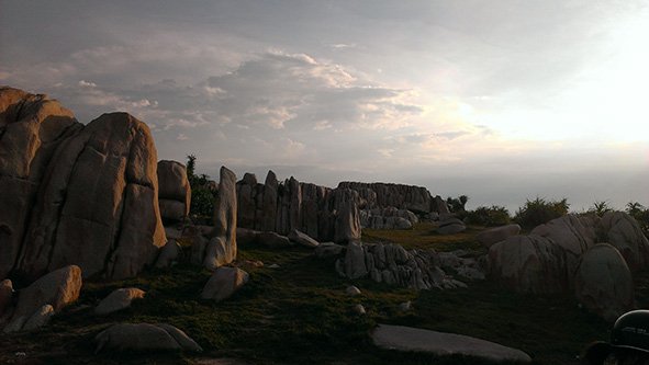 The imposing granite boulders near the lighthouse