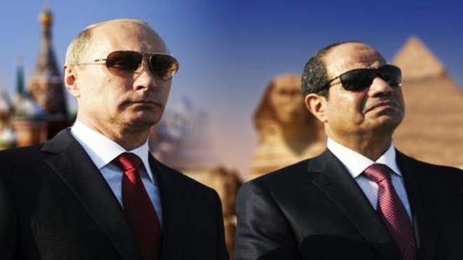 Tổng thống Ai Cập Abdel Fattah al-Sisi (phải) và người đồng cấp Nga Vladimir Puti. (Nguồn: english.alarabiya.net)