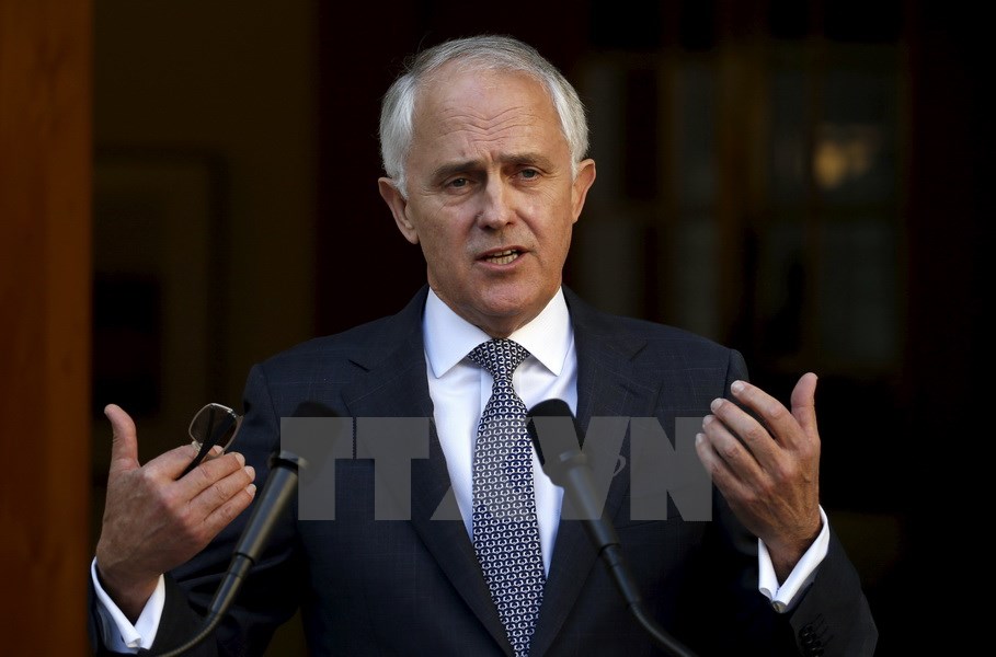 Thủ tướng Australia Malcolm Turnbull tại một cuộc họp báo ở Canberra ngày 20/9 vừa qua. (Ảnh: Reuters/TTXVN)