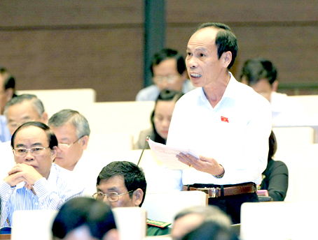 Ðại biểu Quốc hội tỉnh Đồng Nai Trương Văn Vở phát biểu ý kiến chiều 2-11.