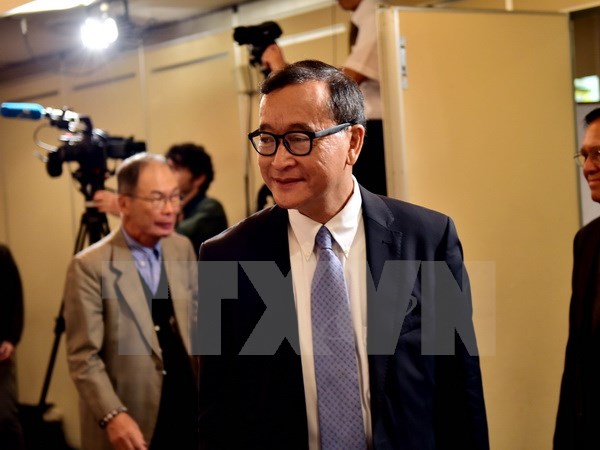 Ông Sam Rainsy tại một cuộc họp báo ở thủ đô Tokyo của Nhật Bản ngày 10/11. (Nguồn: AFP/TTXVN)