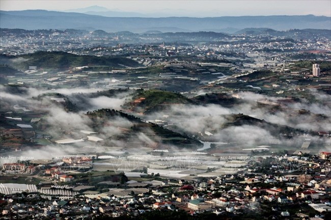 The city of Da Lat seen from the height of 1,950m