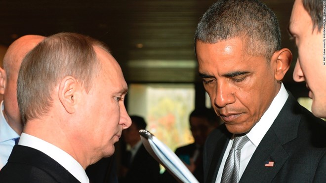 Tổng thống Nga Putin và người đồng cấp Mỹ Obama. (Ảnh: AFP)