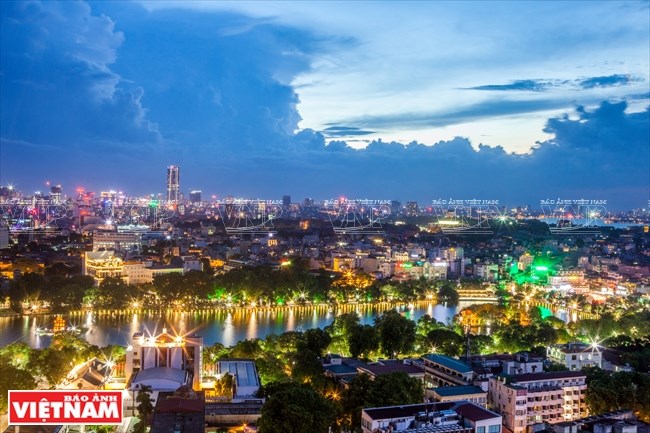 Nhat Tan bridge looks splendid with lights