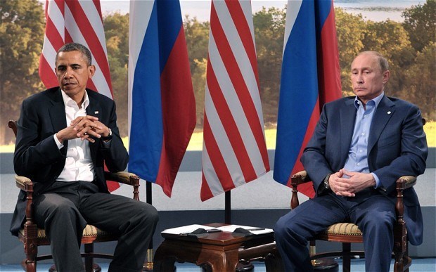 Tổng thống Mỹ Barack Obama và Tổng thống Nga Vladimir Putin. (Nguồn: watchingamerica.com)