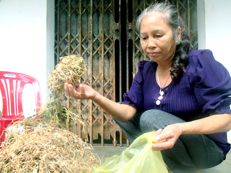 Cựu chiến binh Nguyễn Thị Là hay tìm những cây thuốc Nam để sẵn trong nhà tặng hàng xóm khi họ cần.