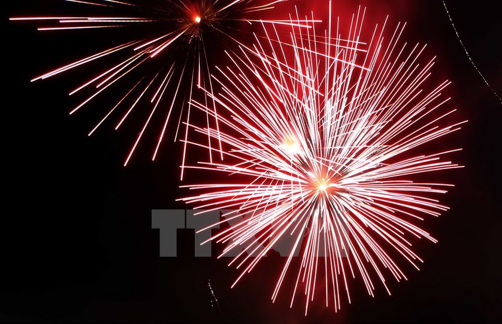 Fireworks are set off at Bien Dong Park in Da Nang