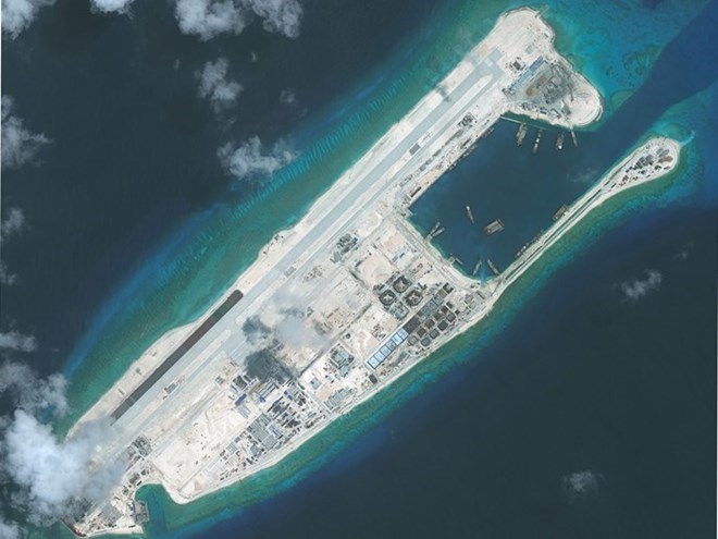 The illegally-built airport on Fiery Cross island