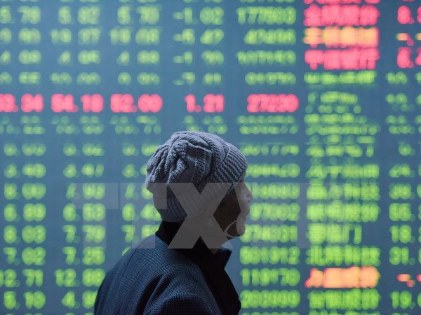 Nhà đầu tư theo dõi tỉ giá chứng khoán tại Hàng Châu, tỉnh Chiết Giang, miền đông Trung Quốc ngày 11/1. (Nguồn: AFP/TTXVN)