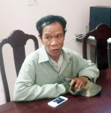 Đối tượng Đặng Văn Thanh tại cơ quan công an.