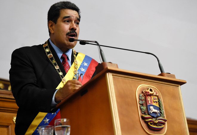 Tổng thống Venezuela Nicolás Maduro phát biểu trước Quốc hội ngày 15/1. (Nguồn: AFP)