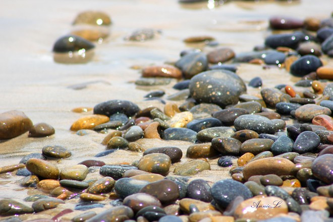   The beach is famous for seven-colored stones lying on it.