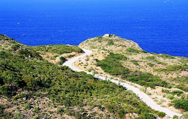 Deserted road on the island of Binh Ba in the central province of Khanh Hoa