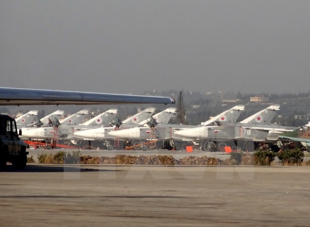 Các máy bay chiến đấu của Nga tại căn cứ quân sự ở tỉnh Latakia, miền tây bắc Syria ngày 16/2. (Nguồn: AFP/TTXVN)
