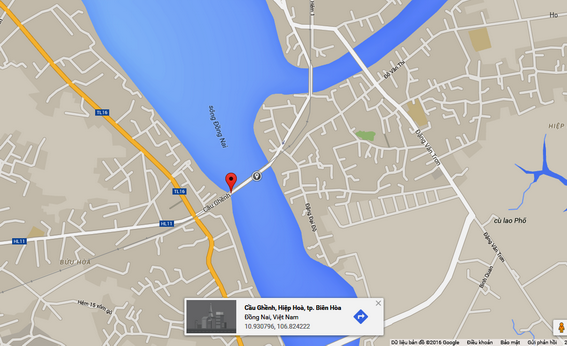 Vị trí cầu Ghềnh trên Google maps