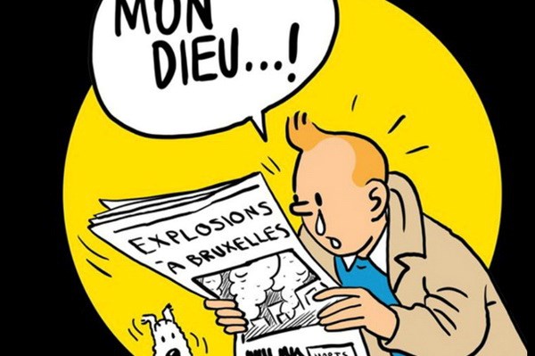 Hình ảnh Tintin khóc thành biểu tượng Brussels sau loạt vụ đánh bom