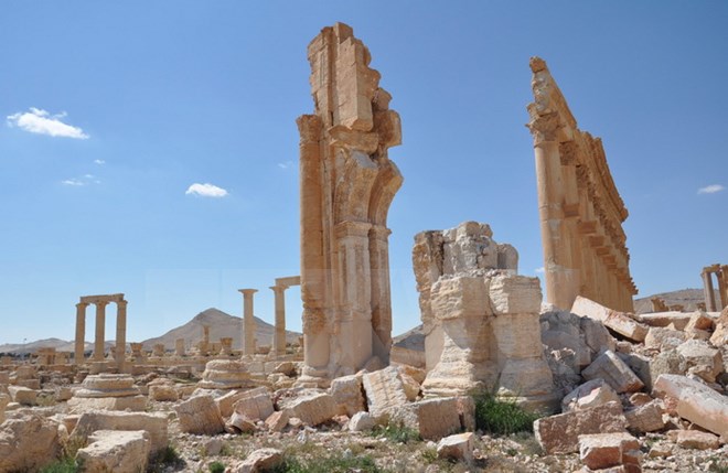 Khu viện bảo tàng quốc gia thành phố cổ Palmyra tại Syria bị hư hại ngày 31/3. (Nguồn: THX/TTXVN)