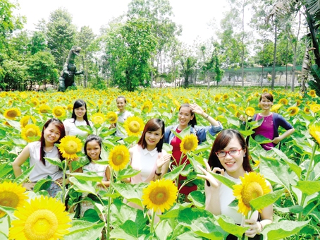 Visitors at Buu Long tourist area