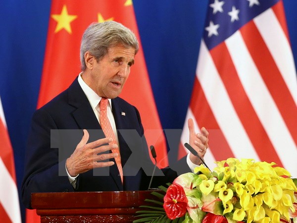 Ngoại trưởng Mỹ John Kerry phát biểu tại Đối thoại Chiến lược và Kinh tế Trung-Mỹ. (Nguồn: EPA/TTXVN)