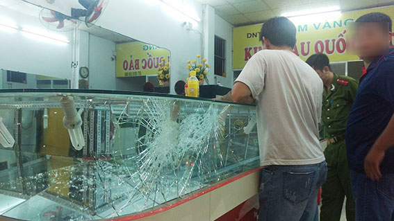 The glass cabinet was broken in the failed robbery attempt on June 28, 2016