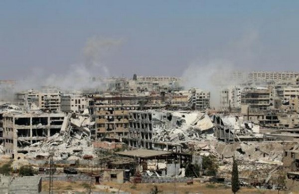 Khung cảnh đổ nát ở Aleppo. (Nguồn: AFP)