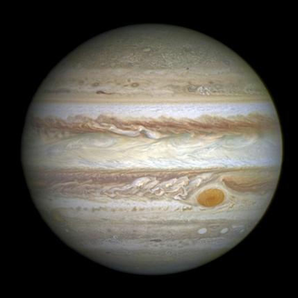 Jupiter's most distinctive feature - a giant red spot, is seen in this April 21, 2014,