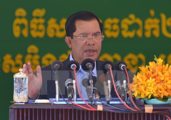 Thủ tướng Campuchia Samdech Hun Sen phát biểu tại Phnom Penh ngày 11/7. (Nguồn: THX/TTXVN)