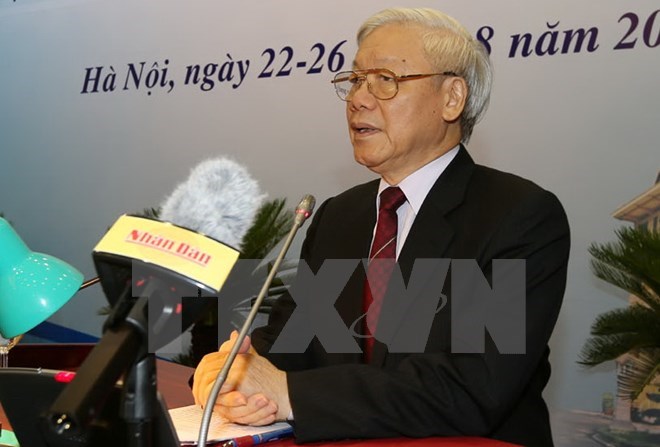 Party General Secretary Nguyen Phu Trong speaks at the conference