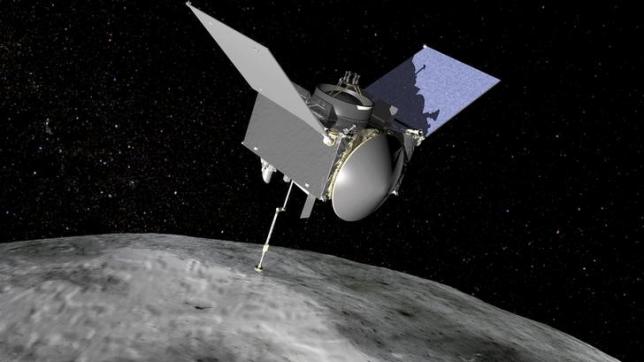 The Origins, Spectral Interpretation, Resource Identification, Security-Regolith Explorer (OSIRIS-REx) spacecraft which will travel to the near-Earth asteroid Bennu and bring a sample back to Earth for study is seen in an undated NASA artist rendering.