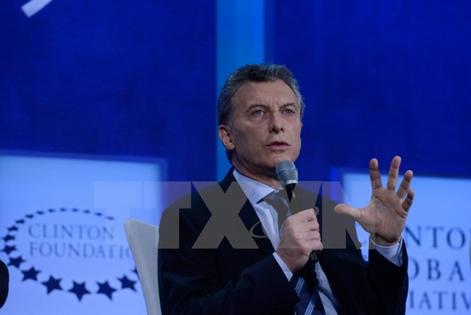 Tổng thống Argentina Mauricio Macri phát biểu tại New York, Mỹ ngày 19/9. (Nguồn: EPA/TTXVN)