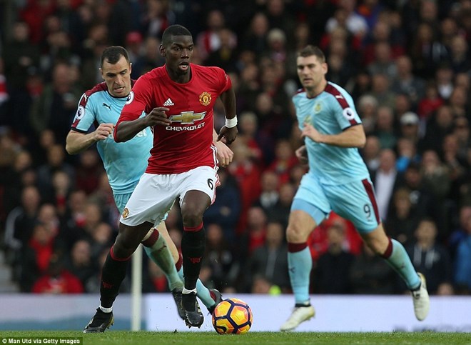 Paul Pogba lại mờ nhạt trong trận Burnley. (Nguồn: Getty Images)