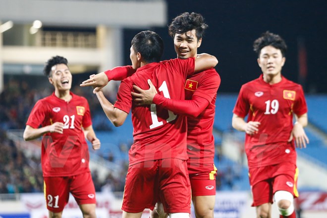 Công Phượng và nhiều cầu thủ Hoàng Anh Gia Lai sẽ lần đầu dự AFF Cup. (Ảnh: Minh Chiến/Vietnam+)