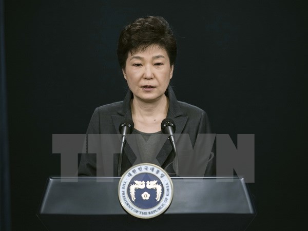 Tổng thống Hàn Quốc Park Geun-hye phát biểu tại thủ đô Seoul ngày 4/11. (Nguồn: AP/TTXVN) 