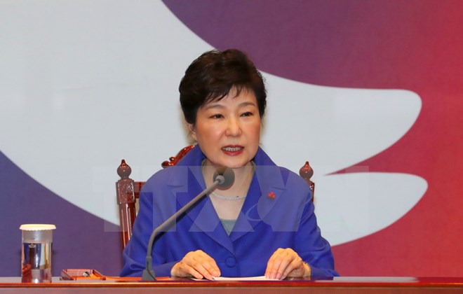 Bà Park Geun-Hye tại một cuộc họp ở Seoul ngày 9/12. (Nguồn: AFP/TTXVN)