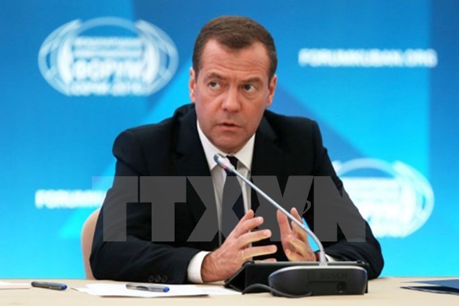 Thủ tướng Nga Dmitry Medvedev. (Nguồn: AFP/TTXVN)