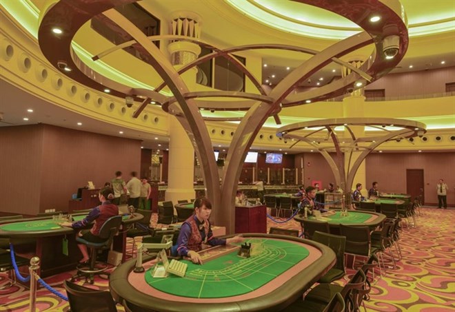 Inside a casino at the Aristo International Hotel, Lao Cai city, Vietnam.