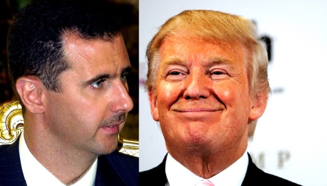 Tổng thống Syria Bashar al-Assad (trái) và Tổng thống Mỹ Donald Trump. (Nguồn: Baladi News)