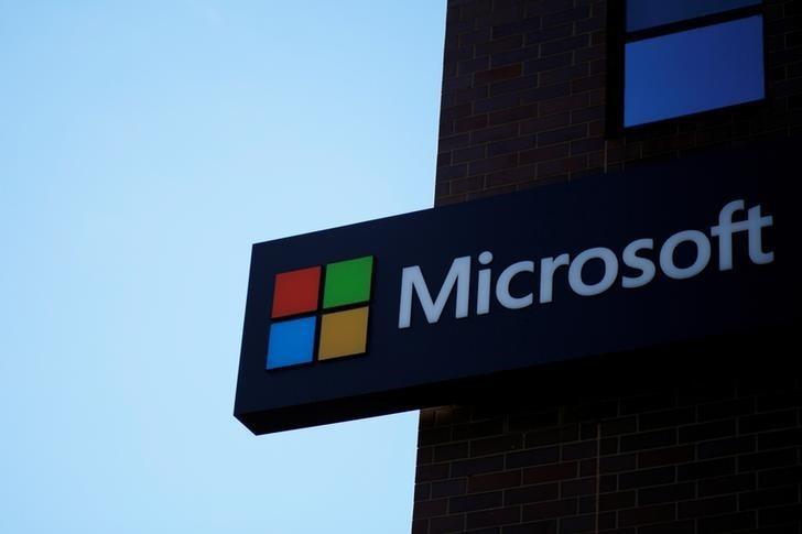 A sign marks the Microsoft office in Cambridge, Massachusetts, U.S. January 25, 2017. 