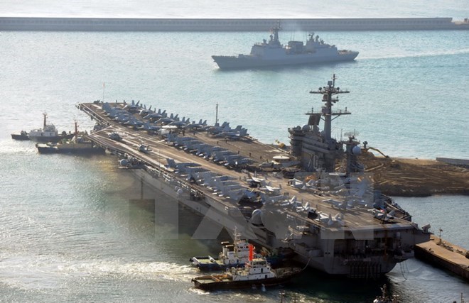 Tàu sân bay USS CVN-70 Carl Vinson. (Nguồn: AFP/TTXVN)