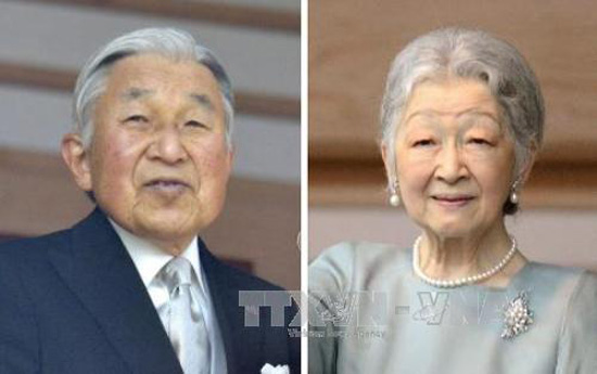 Nhà vua Nhật Bản Akihito (trái) và Hoàng hậu Michiko (phải). Ảnh: Kyodo/TTXVN