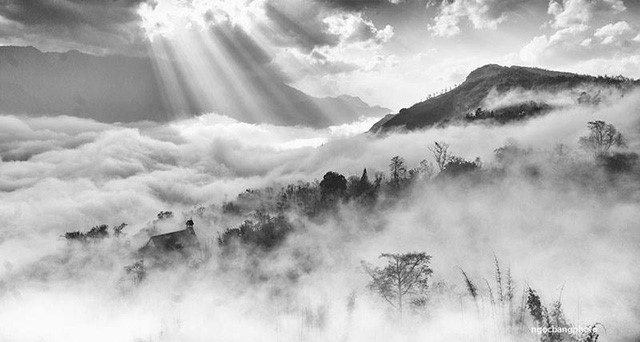 While in others, steeples of temples and pagodas can be seen bursting through the clouds.