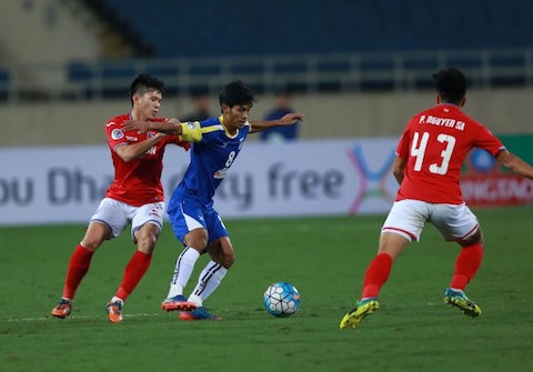 Than Quảng Ninh (áo đỏ) chia tay AFC Cup bằng trận thắng đậm 3-0 trước Yadanarbon. Ảnh: Internet