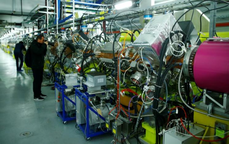 People visit the new linear accelerator Linac 4, the newest accelerator acquisition since the Large Hadron Collider (LHC), which is due to feed the CERN accelerator complex with particle beams of higher energy, during its inauguration at the European Organization for Nuclear Research (CERN) in Meyrin near Geneva, Switzerland, May 9, 2017.