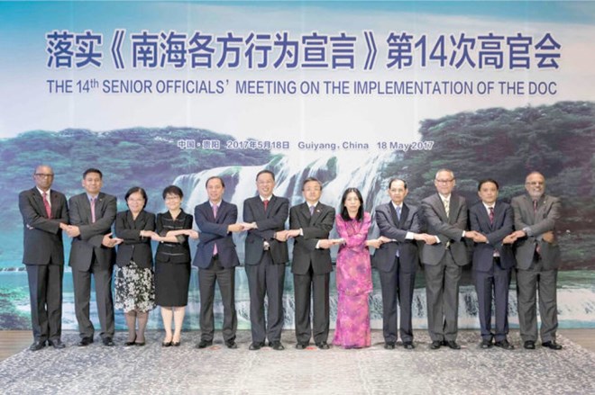 Delegates at the 14th ASEAN-China Senior Officials’ Meeting on the Implementation of the DOC in Guiyang city, China’s Guizhou province on May 18