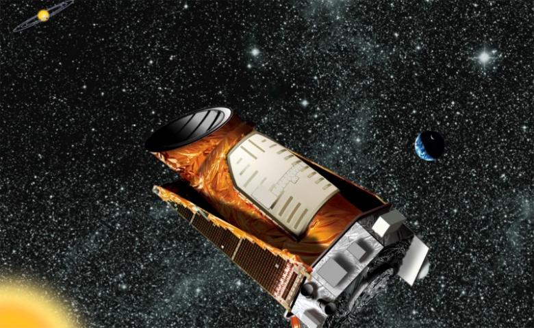 An artist's composite of the Kepler telescope is seen in this undated NASA handout image.