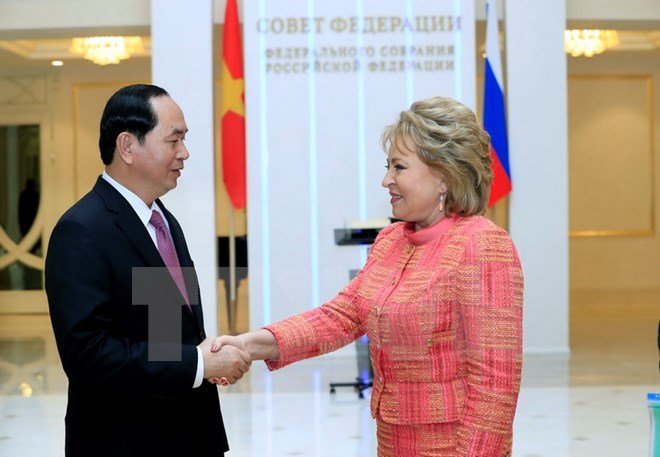 President Tran Dai Quang and Speaker of the Federation Council of Russia Valentina Matviyenko 