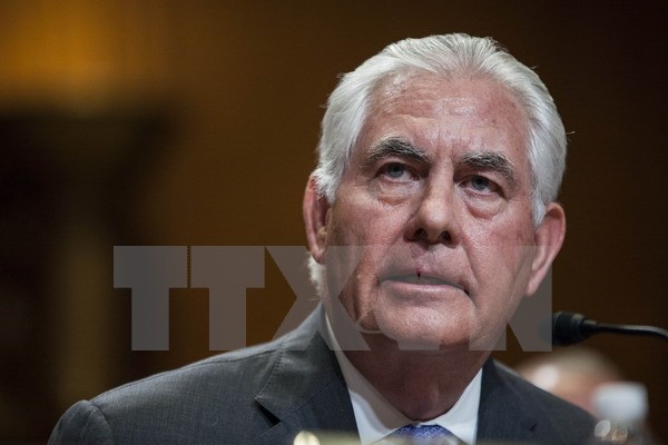 Ngoại trưởng Mỹ Rex Tillerson tại một phiên điều trần của Ủy ban quan hệ đối ngoại Thượng viện Mỹ ở Washington, DC ngày 13/6. (Nguồn: AFP/TTXVN)