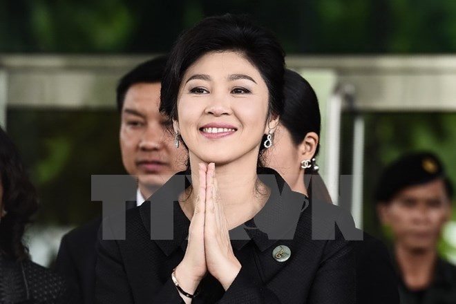 Cựu Thủ tướng Thái Lan Yingluck Shinawatra tại tòa án ở Bangkok ngày 21/7. (Nguồn: AFP/TTXVN)