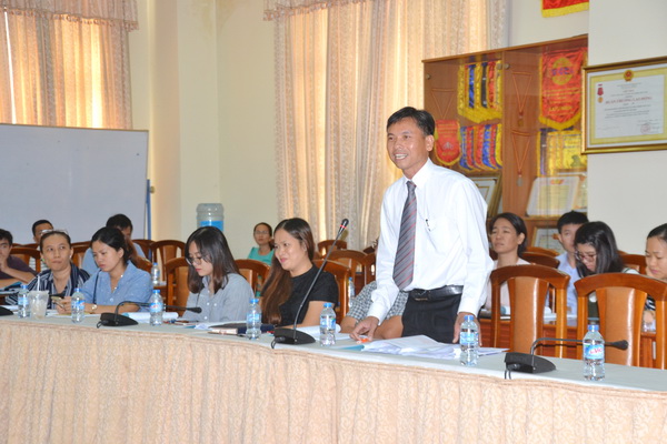 Ông Nguyễn Ngọc Tuấn, Phó chủ tịch Hội Xuất nhập khẩu Đồng Nai góp ý tại hội thảo (NT-K.Giới)