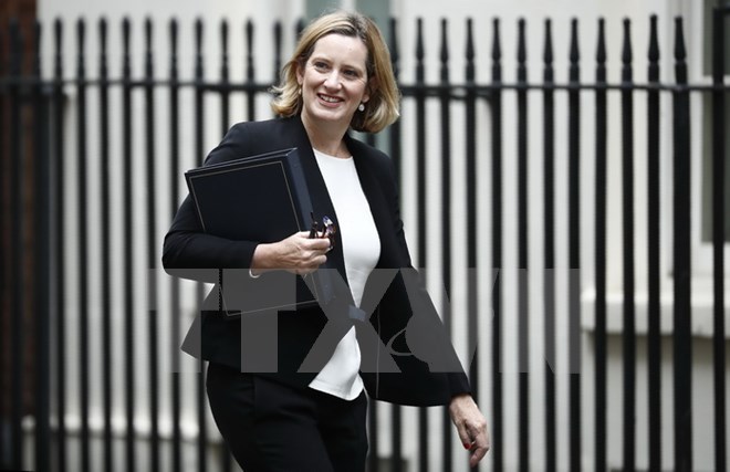 Bộ trưởng Nội vụ Anh Amber Rudd. (Ảnh: AFP/TTXVN)